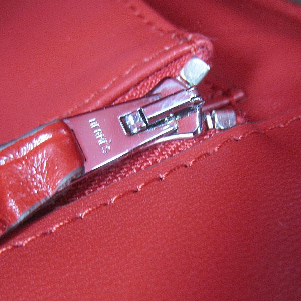 High Quality Fake Hermes Birkin 35CM Crocodile Head Veins Leather Bag Red 6089 - Click Image to Close